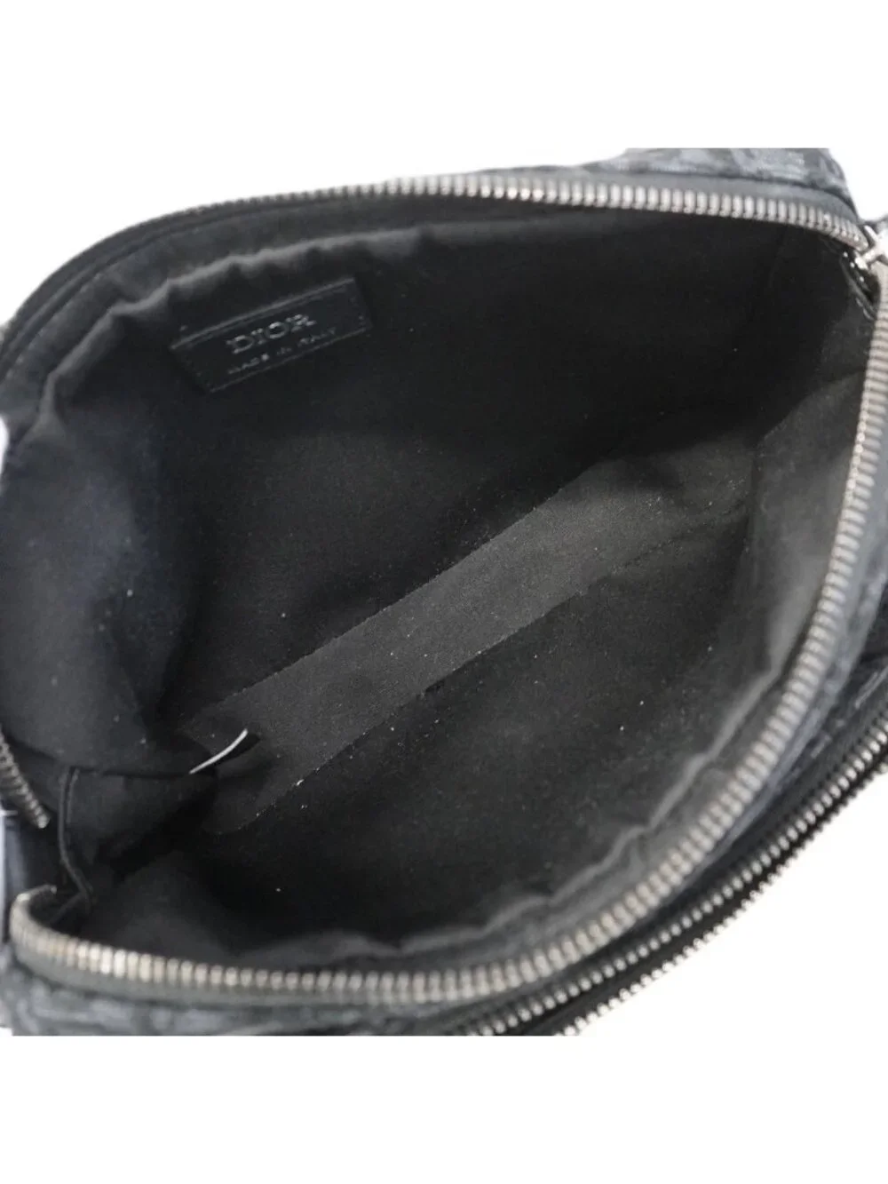 Dior Shoulder Bag Oblique Saddle Canvas Black Silver